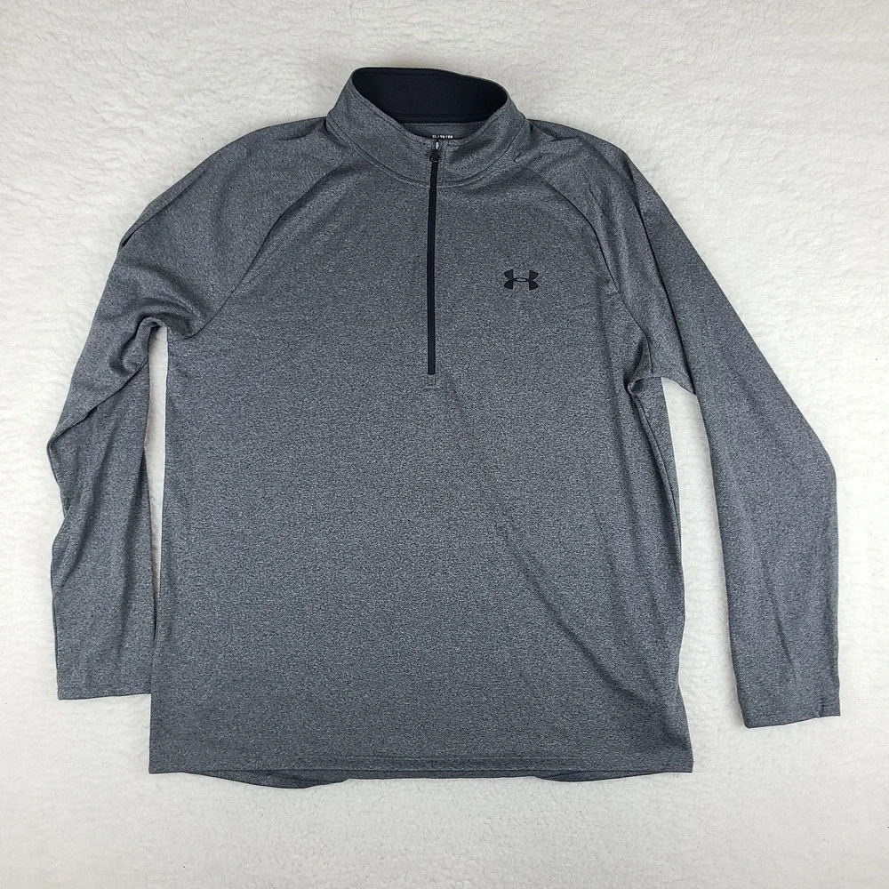 Under Armour Sweater Mens XL‎ Dark Gray Loose Heatgear Performance Tech Golf